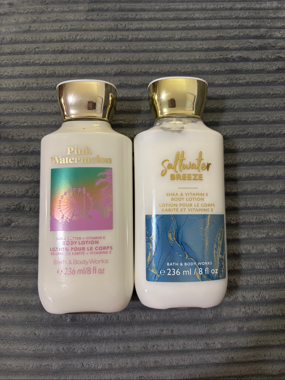 Bath & Body Works Pink Watermelon & Saltwater Breeze White Lotion Duo